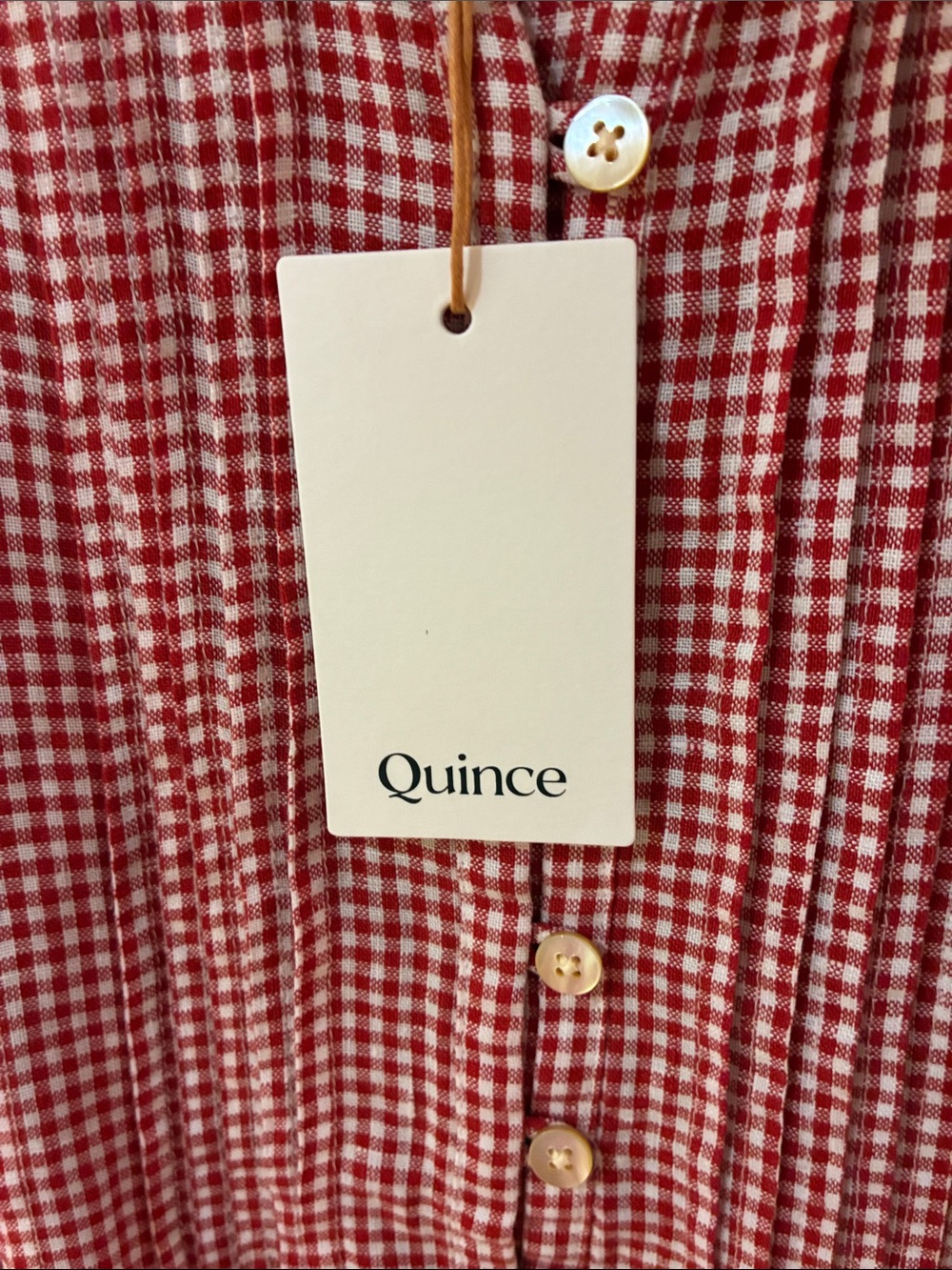 NWT Quince 100 European Linen Red Gingham Sleeveless Swing Dress SZ M - Picture 4 of 7